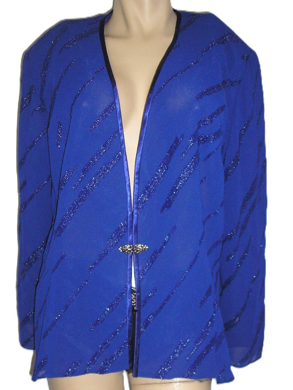 Dressbarn Blue Shimmer Detail Semi Sheer Blazer Jacket, Size 20W